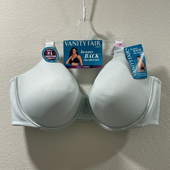 NWT, VANITY FAIR Beauty Back Full Figure No Poke Underwire Bra, Pale Green - 46D - Picture 1 of 10